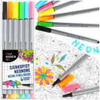 CIENKOPISY NEONOWE Z PRECYZYJNĄ KOŃCÓWKĄ 6 INTENSYWNYCH KOLORÓW KIDEA