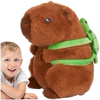 KAPIBARA PLUSZAK MASKOTKA PRZYTULANKA Z PLECAKIEM ŻÓŁWIEM 22 cm BRĄZOWA