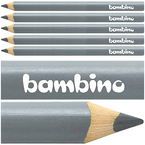 KREDKA BAMBINO TRÓJKĄTNA W DREWNIANEJ OPRAWIE GRUBA JUMBO SREBRNA - 5 szt.