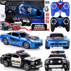 SAMOCHÓD ZDALNIE STEROWANY 2w1 RADIOWÓZ POLICJA PILOT R/C 1:20 GUMOWE OPONY
