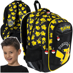 PLECAK SZKOLNY 3-KOMOROWY KREDKI 12k. 2w1 MAJEWSKI BPL-59 POKEMON PIKACHU