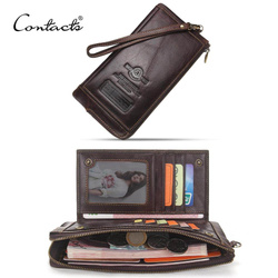   Długi męski portfel ze skóry naturalnej w stylu vintage CONTACT'S  