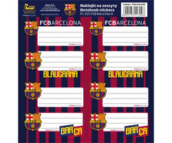 FC BARCELONA NAKLEJKI NALEPKI NA ZESZYT KSIĄŻKI 8SZT ASTRA BLAUGRANA