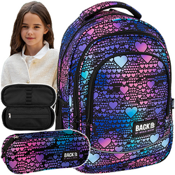 PLECAK SZKOLNY DERFORM BACKUP X18 2w1 PIÓRNIK DANCE HEARTS NEON SERDUSZKA