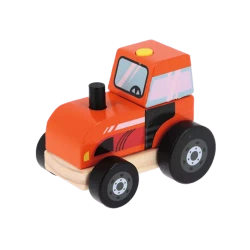 TRAKTOR DREWNIANY CIĄGNIK DO SKŁADANIA KLOCKI SENSORYCZNE TREFL FARMA