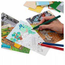 KREATYWNA MOZAIKA I KOLOROWANKA PIXELE 5 ARKUSZY NAKLEJKI PIANKOWE KIDEA