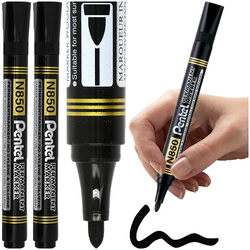 MARKER PISAK FLAMASTER PERMANENTNY OKRĄGŁY PENTEL N850 CZARNY - 2 szt.