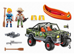 PLAYMOBIL WILD LIFE SAMOCHÓD TERENOWY KAJAK FIGURKI AUTO PICKUP FIGURKI