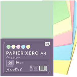 PAPIER KSERO A4 PASTELOWE KOLORY MIX 100 KARTEK 5 KOLORÓW 80g INTERDRUK