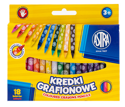 KREDKI Z GLINKI KAOLINOWEJ GRAFIONOWE SZKOLNE 18 KOLORÓW WYRAZISTE ASTRA