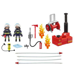 PLAYMOBIL STRAŻ POŻARNA STRAŻACY Z GAŚNICĄ CITY AKCJA RATUNKOWA POMPA WODNA