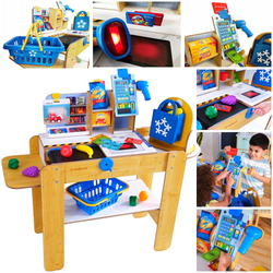 DREWNIANA KASA SAMOOBSŁUGOWA DLA DZIECI DUŻA SKLEPOWA AKCESORIA KIDKRAFT