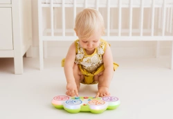 PERKUSJA ELEKTRONICZNA MELODIE KOLOROWE ŚWIATEŁKA INSTRUMENT BONGOSY DUMEL