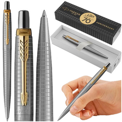 DŁUGOPIS PARKER JOTTER 70TH ANNIVERSARY SREBRNO-ZŁOTY NIEBIESKI WKŁAD