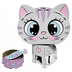 MALOWANIE PO NUMERACH FIGURKA 3D ZESTAW KREATYWNY KOTEK KIDEA FARBY PĘDZEL