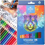 KREDKI OŁÓWKOWE SZKOLNE KOH-I-NOOR 36 KOLORÓW TYGRYS TRÓJKĄTNE WYRAZISTE