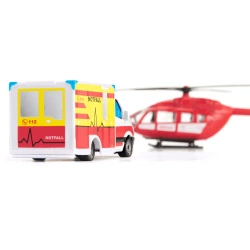 MERCEDES-BENZ AMBULANS HELIKOPTER RATUNKOWY ZESTAW METALOWY SIKU 1748
