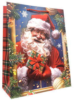TORBA PREZENTOWA TOREBKA ŚWIĄTECZNA MIKOŁAJKI ŚWIĘTA KRATKA 31x40x12 cm