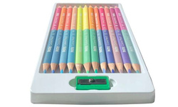 KREDKI OŁÓWKOWE TRÓJKĄTNE DWUSTRONNE PASTELOWE 12 kredek = 24 kolory ASTRA