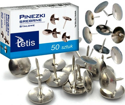 PINEZKI SREBRNE STALOWE DO TABLIC OKRĄGŁE GP090-AS TETIS - 50 szt.