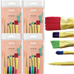 ZESTAW PĘDZLI PĘDZELKI AKRYLOWE NYLONOWE WŁOSIE INTERDRUK 5 szt. - 4 opak.