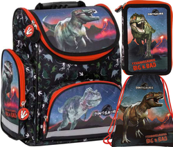 3W1 TORNISTER PIÓRNIK Z WYP. WOREK DINOZAURY T-REX