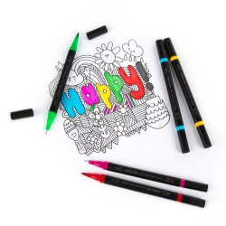 MARKERY BRUSH Z CIEKOPISEM DWUSTRONNE PRECYZYJNA KOŃCÓWKA 6 kolorów KIDEA