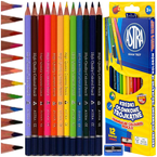 KREDKI OŁÓWKOWE TRÓJKĄTNE 12 kolorów Z TEMPERÓWKĄ SZKOLNE WYRAZISTE ASTRA