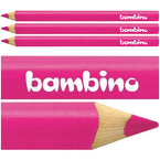 KREDKA BAMBINO TRÓJKĄTNA W DREWNIANEJ OPRAWIE GRUBA JUMBO RÓŻOWA - 3 szt.