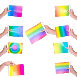 ZESZYT PAPIERÓW KOLOROWYCH TĘCZOWY WYCINANKA A4 8 KARTEK KRESKA