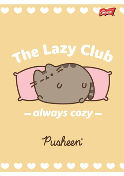 ZESZYT A5 W 3 LINIE KOLOROWĄ 32K MAJEWSKI LAMINOWANY UNIPAP PUSHEEN KOTEK
