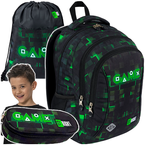 PLECAK SZKOLNY ST.RIGHT BP-77 3w1 PIÓRNIK WOREK DLA GRACZA GREEN GAME