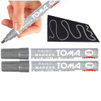 MARKER OLEJOWY DO OPON DREWNA METALU SZKŁA SREBRNY TOMA OKRĄGŁY - 2 sztuki