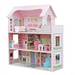 DREWNIANY DOMEK DLA LALEK Z BALKONEM MEBELKI