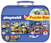 PLAYMOBIL PUZZLE 4w1 W METALOWEJ SKRZYNCE BUDOWA STRAŻ POŻARNA REMIZA