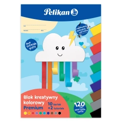 BLOK A4 KOLOROWY KREATYWNY PREMIUM 10 KARTEK 2 TUTORIALE 120g PELIKAN