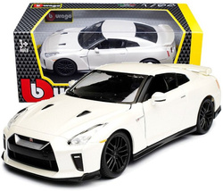 NISSAN GT-R 2017 BIAŁY BIAŁY SAMOCHÓD METALOWY POJAZD MODEL BBURAGO 1/24
