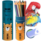 KREDKI OŁÓWKOWE SZKOLNE TRÓJKĄTNE W TUBIE 24 INTENSYWNE KOLORY BB FRIENDS