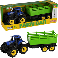 TRAKTOR Z PRZYCZEPĄ Z NAPĘDEM CIĄGNIK FARMA RANCZO DŹWIĘK ŚWIATŁA NIEBIESKI