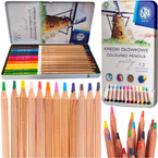 KREDKI OŁÓWKOWE ASTRA DREWNO CEDROWE PRESTIGE 12 KOLORÓW GRUBY GRAFIT