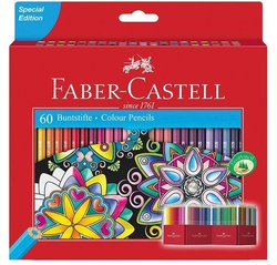 KREDKI OŁÓWKOWE DREWNIANE 60 KOLORÓW FABER-CASTELL