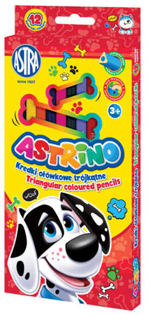 KREDKI OŁÓWKOWE TRÓJKĄTNE ASTRINO 12 INTENSYWNYCH KOLORÓW ASTRA