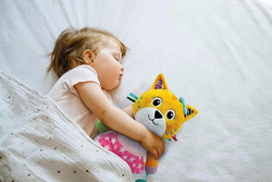 PLUSZAK MASKOTKA KOTEK MIĘKKA ZABAWKA SENSORYCZNA Z GRZECHOTKĄ CLEMENTONI