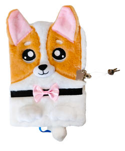 PAMIĘTNIK Z KŁÓDKĄ 3D WŁOCHACZ PLUSZOWY NOTES A5 96 KARTEK PIESEK CORGI
