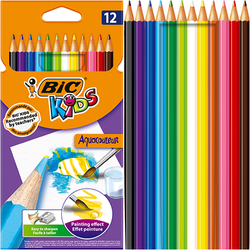 KREDKI AKWARELOWE AQUACOULEUR 12 KOLORÓW BIC KIDS