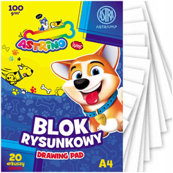 BLOK RYSUNKOWY BIAŁY A4 20 KARTEK 100g SZKOLNY ASTRINO ASTRA - 5 sztuk
