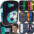 PIÓRNIK SZKOLNY Z WYPOSAŻENIEM POTRÓJNY ST.RIGHT NEON FOOTBALL PIŁKA NOŻNA