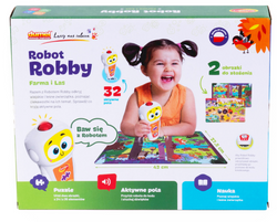 PUZZLE ZABAWKA EDUKACYJNA INTERAKTYWNA ROBOT ROBBY FARMA I LAS DŻWIĘK DUMEL