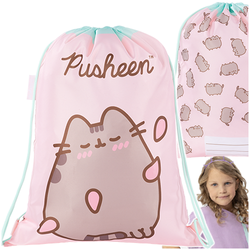 WOREK SZKOLNY NA BUTY Z IMIENIEM PUSHEEN KAPCIE OBUWIE RÓŻOWY KOTEK