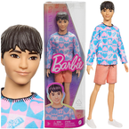 BARBIE KEN LALKA CHŁOPAK BRUNET MODNA BLUZA W SERCA FASHIONISTAS MATTEL